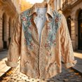 thumbnail image 4 of Mens Boho Hawaiian Hippie Patterned Shirt Retro Casual Button Down Top Vacation Holiday Resort Outfit Blouse, 4 of 5