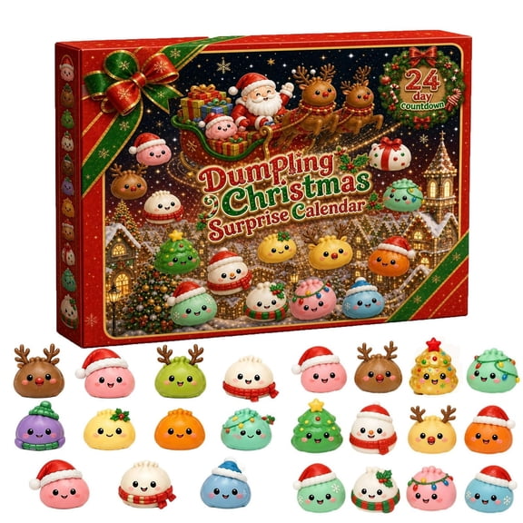 Christmas Glitter Squishy Advent Calendar 2026, 24 Day Dumpling Countdown for Adults