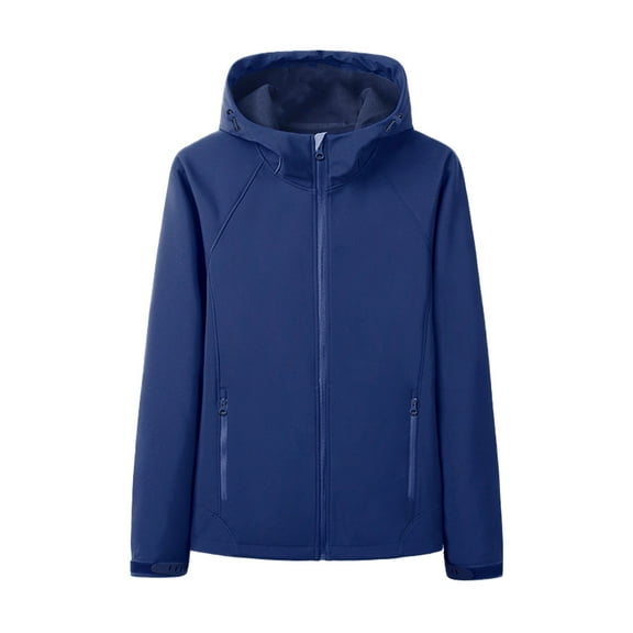 LNWUY Men's Solid Lightweight Softshell Jacket Fleece Lined Hooded Windproof Coat Winter Warm Jacket for Outdoor Running Hiking Blue XXL