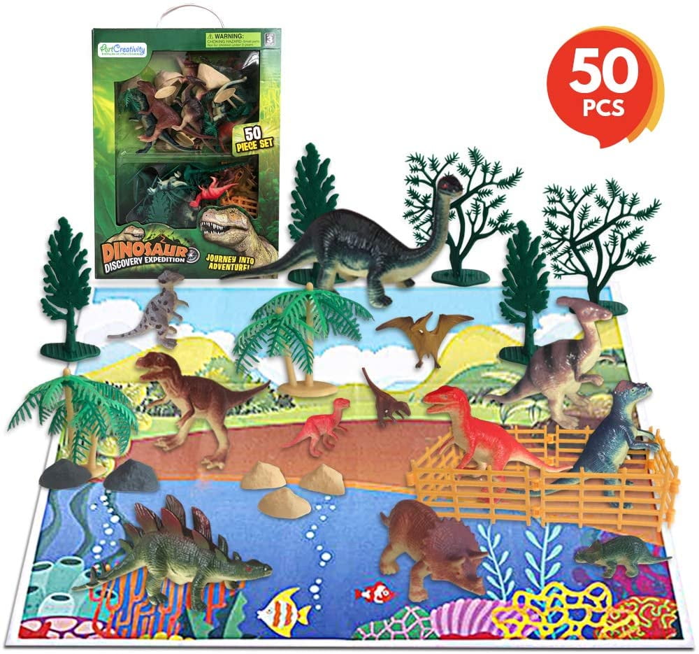 dinosaur playset with mat