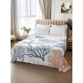 thumbnail image 2 of Coral Coastal Flat Sheets Only California King Size, Soft Breathable Bed Top Sheets for Mattress, Summer Beach Starfish Nautical Shell Luxury Bedding Flat Sheets for Home Hotel Bedroom Bed Protection, 2 of 9