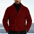 thumbnail image 5 of Hulanddfd Men's Pea Coat Turn Down Collar Double Breasted Short Wool Blend Jacket Casual Fall Winter Outerwear, 5 of 6