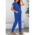 thumbnail image 5 of BTFBM Women's Two Piece Tracksuit Outfits Summer Short Sleeve Tops Long Pants Jogger Lounge Matching Sets Sweatsuit, 5 of 7