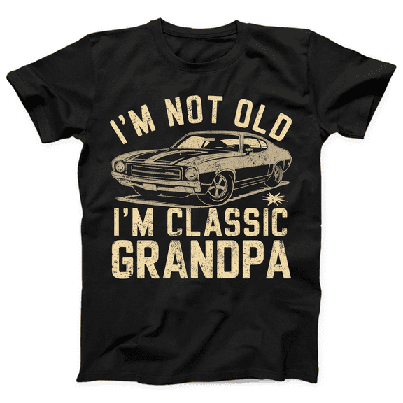 GodMerch Funny Grandpa Classic Car Graphic Tee Black Tee, Gift for Father's Day 2026