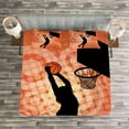 thumbnail image 3 of Ambesonne Orange Quilted Bedspread Set 3 Pcs, Basketball Dunk Athlete, Queen Size, Pale Orange Black, 3 of 3