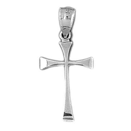 18K White Gold Teutonic Cross Pendant - 27 mm