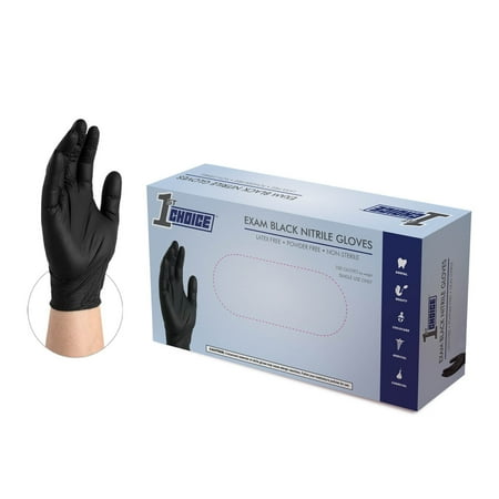 

1st Choice Black Nitrile Disposable Exam Gloves 3 Mil X-Large 100