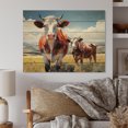thumbnail image 2 of Designart "Grazers Geometric Cattle Pastoral art painting III" Animals Print on Natural Pine Wood, 2 of 5