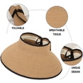 thumbnail image 3 of Sombreros de visera de ala ancha sombrero de playa de paja sombreros de cola de caballo para mujeres plegables, 3 of 5