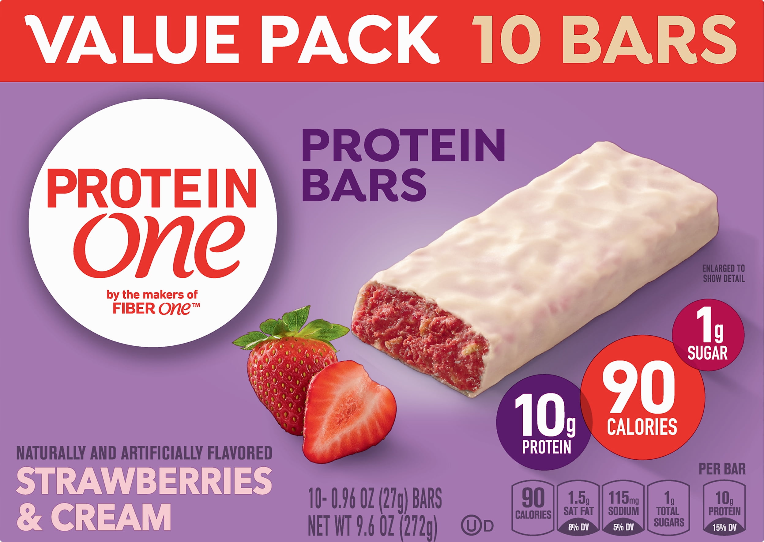 Protein One 90 Calorie Strawberries & Cream Bars 10 ct