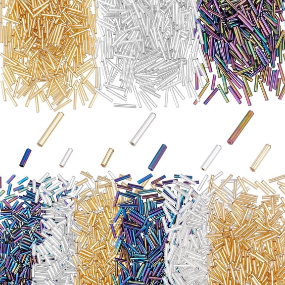 2160pcs Glass Bugle Beads 3 Sizes 3 Colors Czech Beads for Bracelet Necklace Jewelry Making Embroidery DIY Crafts 6/9/12mm
