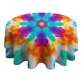 thumbnail image 4 of Colorful Rainbow Tie Dye Spiral Pattern Round Tablecloth 60"x60",Wrinkle Wipeable Table Cloth for Kitchen Dining Room Picnic Patio Party, 4 of 6
