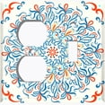 thumbnail image 4 of Metal Light Switch Plate Cover Colorful White Flower Heart Mandala Tile Pattern TIL037, 4 of 13
