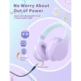 thumbnail image 2 of Auriculares Bluetooth para niños YOYOTUNE para colocar sobre las orejas con micrófono 10H, color morado, 2 of 7