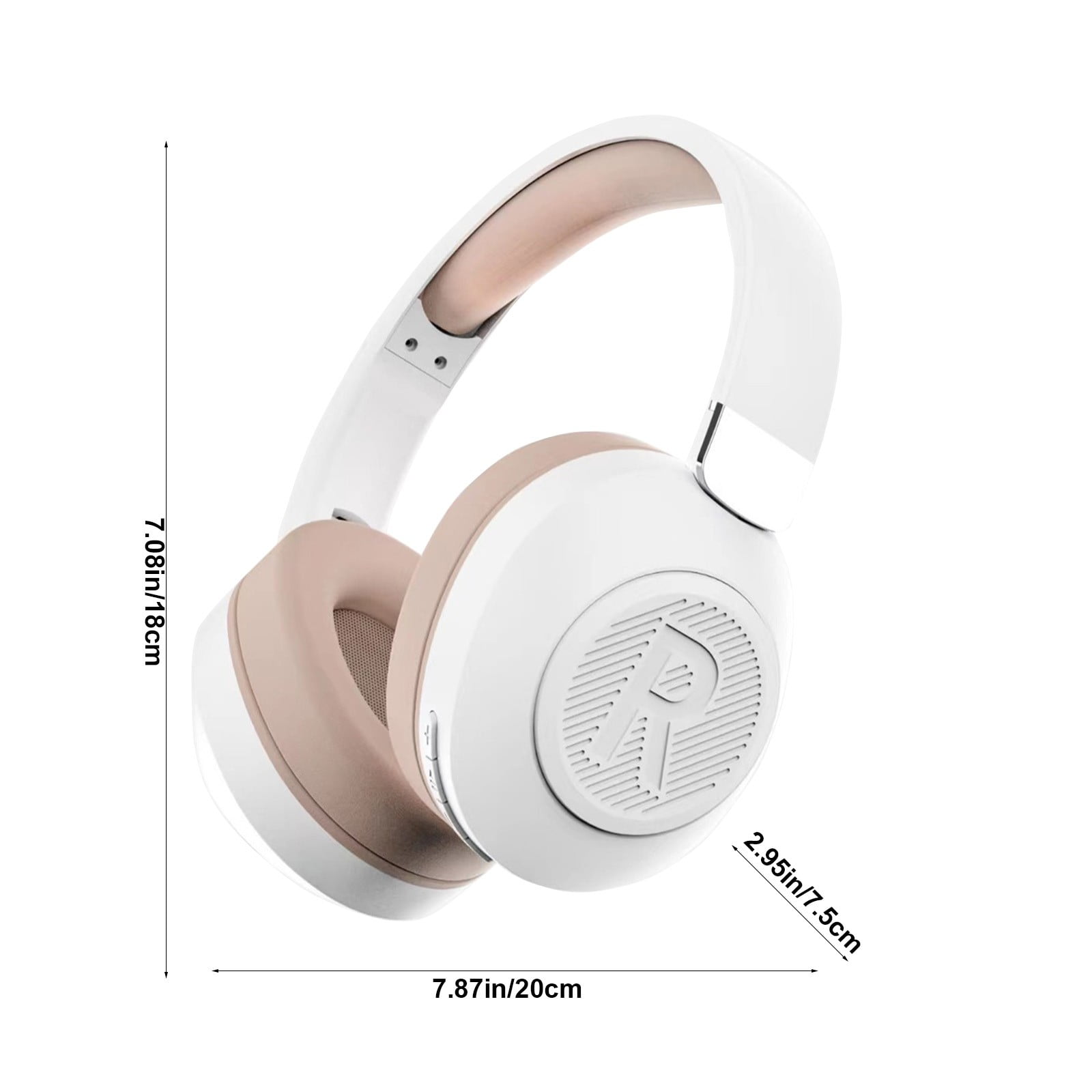 Wireless Bluetooth Headphones Over Ear 65H Playtime HiFi Stereo Headset with Microphone and 6EQ Modes Foldable Bluetooth V5.3 Headphones for Travel Smartphone Computer Laptop,White