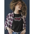 thumbnail image 2 of Emoji Graffiti Plaid - Red Urban Street Art Design Women's T-shirt, 2 of 4