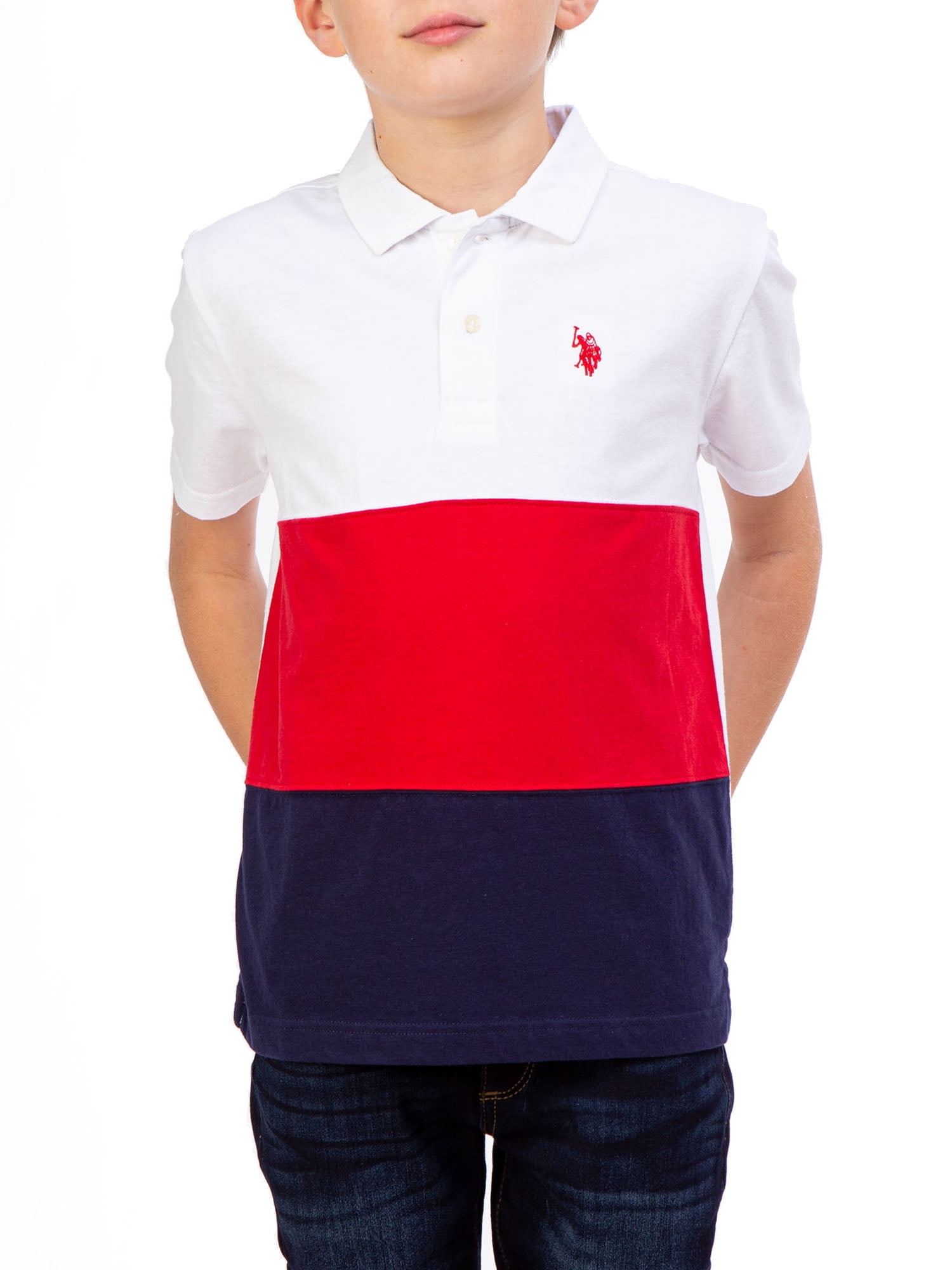 US Polo Assn Childrens Apparel U.S Boys Little Sleeve Woven Shirt 