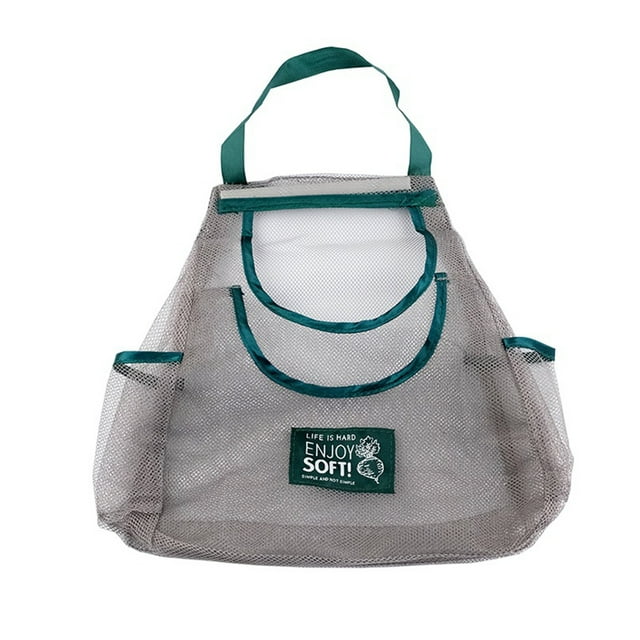 Boutique! Liquidation Sac en Filet pour Fruits et Légumes Ménager Sac Fourre-Tout Pliable Sac de Courses Sac Fourre-Tout Réutilisable Sac de Rangement Recyclé avec Poches Latérales
