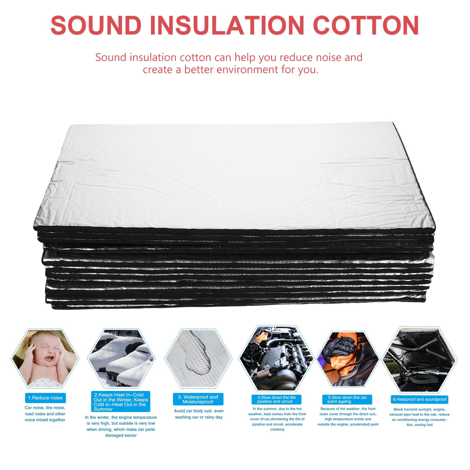 TAILTOSS soundproofing panels Soundproof Cotton Silver 12Pcs