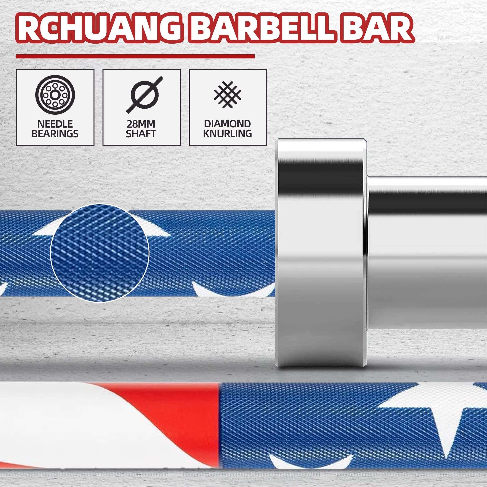 FlexWave Straight Olympic Barbell, Alloy Steel with Ceramic Coating, 2-Inch Diameter, 7FT, Available in Multiple Colors