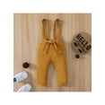 thumbnail image 2 of Seyurigaoka Infant Baby Summer Suspender Pants, Solid Color Knitting Ribbed Bib Pants Sleeveless Overalls Clothing, 0-18 Months, 2 of 9