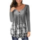 thumbnail image 2 of ICHUANYI Clearance Women Casual T-shirt Printed Long Sleeve Round Neck Ruched Pullover Blouse Tops(Gray, L) ICHUANYI WER2023081405637, 2 of 5