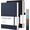 Black & Navy Blue, variant on Graph Grid Paper Notebook, 2-Pack, 192 Pages per Pack, A5 Medium Size (5.7'' x 8.3''), Leather Hardcover, 100 GSM Thick Paper, for School, Students, Math, Engineering (Black & Navy Blue)