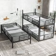 thumbnail image 2 of Leumius Twin over Twin over Twin Bunk Bed,Metal Triple Bunk Bed for 3 Kids/Teens,Heavy Duty Triple Bed with Guardrail and Ladder,Separates Into 3 Twin Beds,Black, 2 of 12