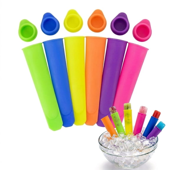 6PCS Silicone Ice Pop Maker with Lids Large Popsicle Mold for Homemade Yogurt Random Colors