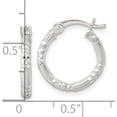 thumbnail image 3 of Sterling Silver Trendy, Stunning, Unique 16.7 Mm 15.75 Polished Diamond-Cut Textured 16X2.25Mm Round Hoop Earrings, 3 of 3