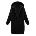 thumbnail image 7 of Cotton Long Sweatshirt Coat for Women with Pockets Full Zip Mid-Length Hoodie JacketCasual Fall Hooded Outerwear (XL, Black), 7 of 7