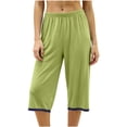 thumbnail image 2 of Zormilly Pajama Pants for Women Elastic Waist Straight Leg Capri Lounge Pants Soft Breathable Wide Leg Sleep Pants, L-XL, 2 of 6