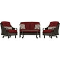 thumbnail image 3 of Hanover Ventura 4-Piece Wicker and Steel Outdoor Conversation Set, Crimson Red, 3 of 11