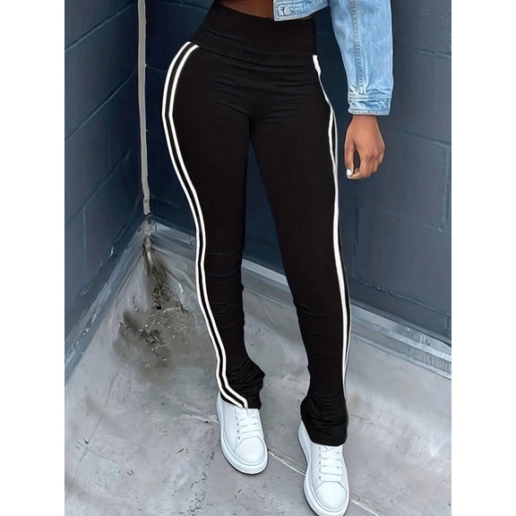 Women's High Waist Slim Flare Leg Pants Casual Daily Spring Fall Outfit Trousers