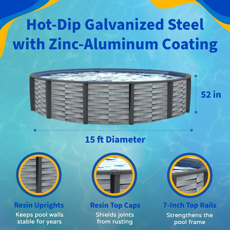 Blue Wave Affinity 15-ft Round 52-in Deep 7-in Top Rail Resin