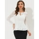 thumbnail image 3 of Allegra K Blusa de encaje floral elegante de manga larga con cuello redondo para mujer blanco XL, 3 of 5