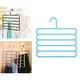 thumbnail image 3 of Perchas de 5 niveles para pantalones, organizador de ropa, ahorra espacio, antideslizantes para jeans Azul, 3 of 8