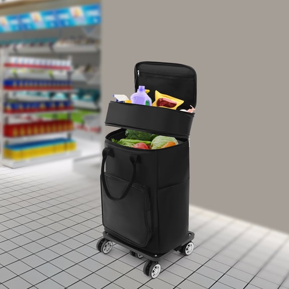 210 Oxford Aluminum Alloy 34*23*50cm Telescopic Trolley Shopping Cart With 5-Wheel Large-Capacity Cart Detachable Folding Shopping Bag Cart