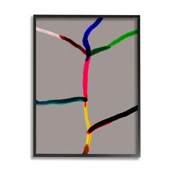 Stupell Industries Tree of Happiness Abstraction Merging Watercolor Lines Abstract Painting Black Framed Art Print Wall Art, 11 x 14
