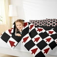 thumbnail image 4 of Feelyou Red Christmas Tree Full Size Comforter Sets, Square Plaid Buffalo Bedding Comforter Set, Teens Boys Girls Kids Reversible Bedding Sets, Ultra Soft Home Decor, 3pcs, 4 of 8
