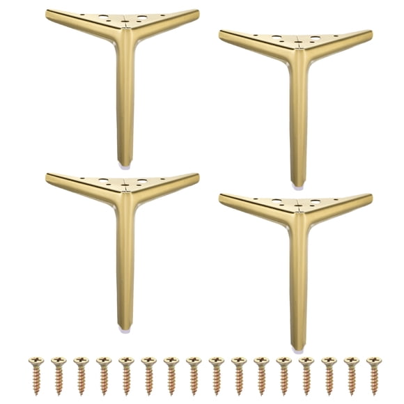 Uxcell 4Pcs Metal Furniture Legs, 7" Triangle Replacement Couch Dresser Legs Furniture Feet for Bed Table Cabinet Sofa(Brushed Gold)