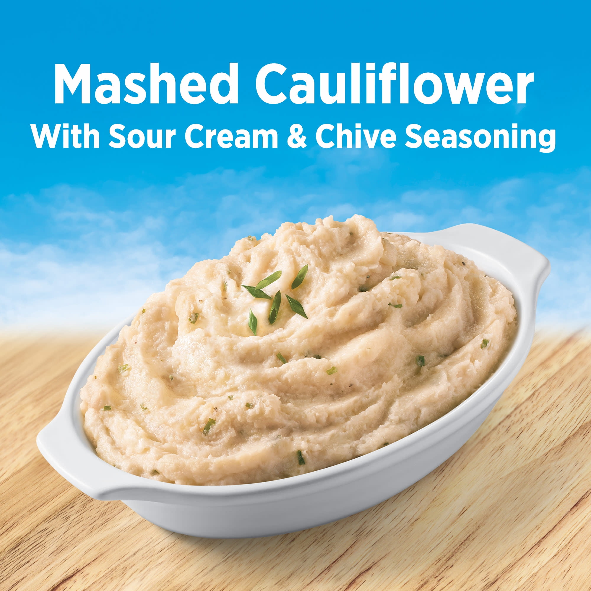 Birds Eye Sour Cream & Chives Mashed Cauliflower, Frozen Sides, 12 oz. Box