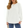 thumbnail image 2 of UVN Plus Size Tops for Women Pleated Long Sleeve Shirts Dressy Casual Crewneck Fall Blouses, 2 of 8