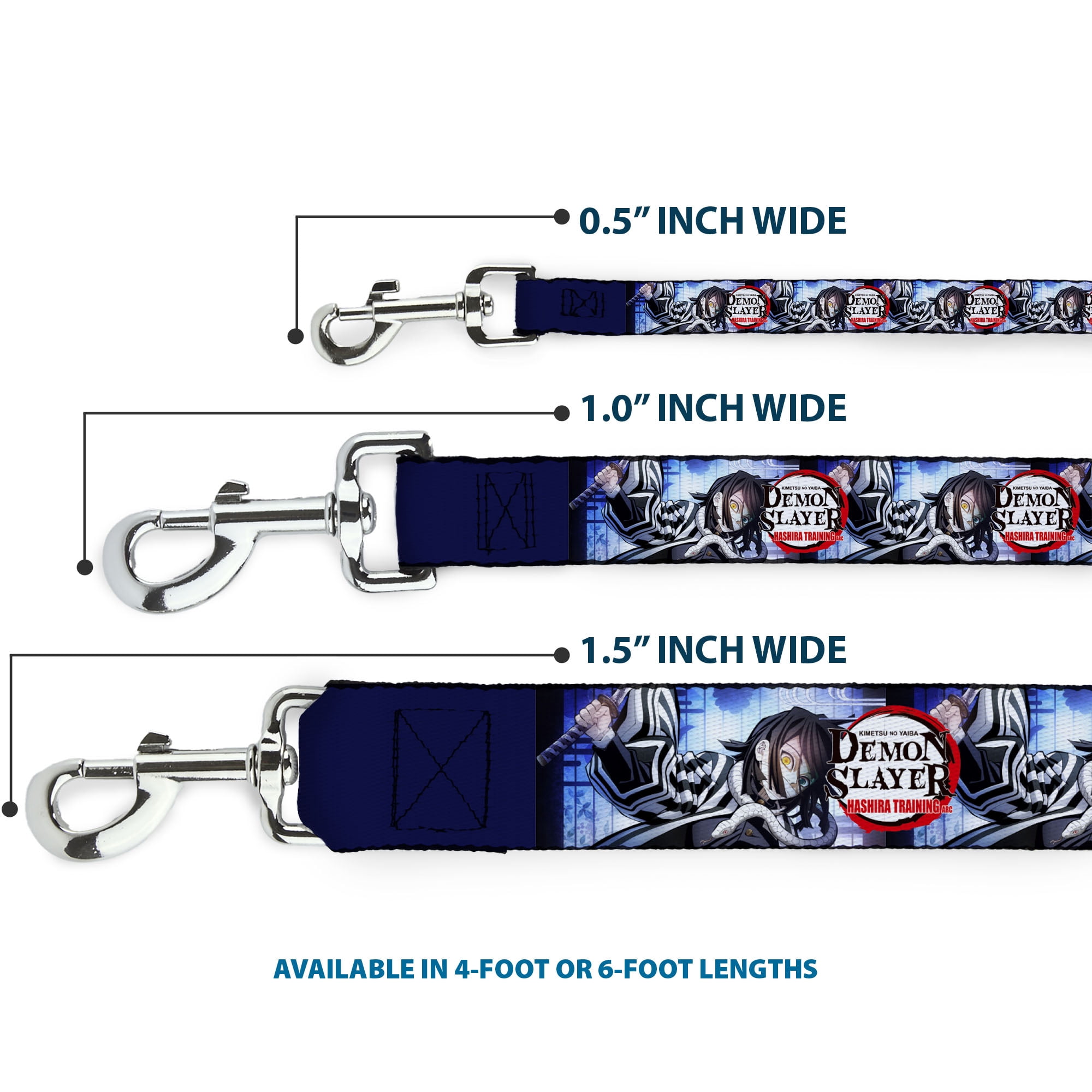Aniplex of America Pet Leash, Dog Leash, Demon Slayer Obanai Iguro Pose and Title Logo, 6 Feet Long 1.0 Inch Wide