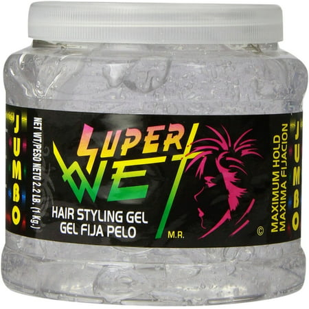 Super Wet Jumbo Hair Styling Gel, Clear 35.30 oz (Pack of