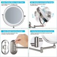 thumbnail image 3 of Makeup Mirror Wall Mounted with Lights and Magnification, USB Rechargeable LED Vanity Mirror Extendable 360 Rotation, Round Dual-Sided Bathroom Mirror Shaving Mirror Cosmetic Vanity Mirror 8 Ih, 3 of 7