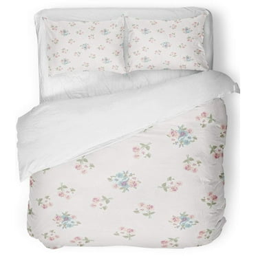FMSHPON 3 Piece Bedding Set Simple Cute in Small Scale Flowers Millefleurs Liberty Floral Manufacturing Twin Size Duvet Cover with 2 Pillowcase for Home Bedding Room Decoration