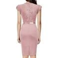 thumbnail image 6 of Wdgfv Women's Elegant Floral Lace Ruffle Design Cap Sleeve Party Dress Red S, 6 of 7
