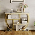 thumbnail image 3 of Garvee 39inch Narrow Console Tables for Entryway,Industrial Sofa Table with 4-Tier Storage Shelves for Living Room, Hallway, Foyer,Gold, 3 of 7