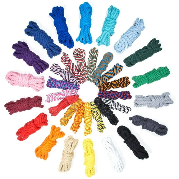Super Soft 3 Strand Twisted Cotton Rope - Multiple Colors to Choose from in Various Diameters and Lengths